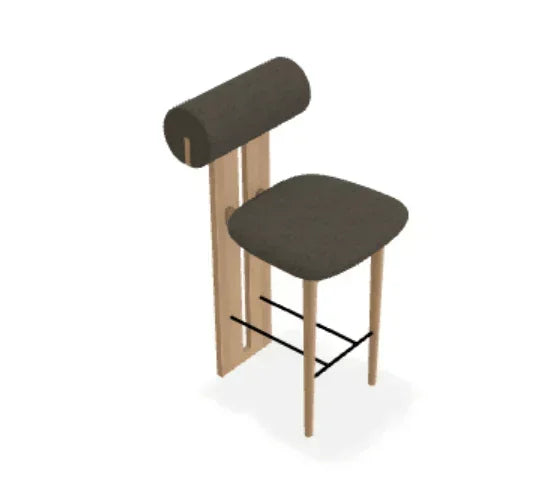 Scaun de bar Hippo din stejar cu tapiterie din tesatura Ismay - Norr11 - PARIS14A.RO