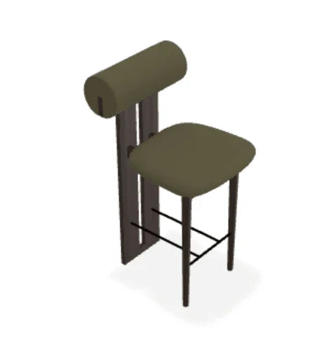 Scaun de bar Hippo din stejar cu tapiterie din tesatura Moss - Norr11 - PARIS14A.RO