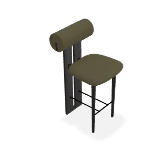 Scaun de bar Hippo din stejar cu tapiterie din tesatura Moss - Norr11 - PARIS14A.RO