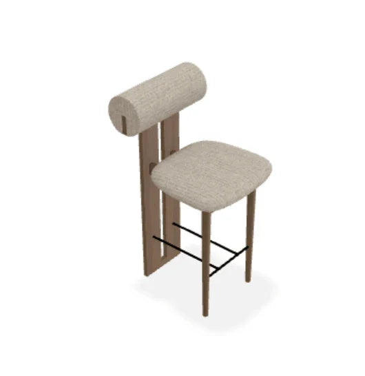 Scaun de bar Hippo din stejar cu tapiterie din tesatura Savanna - Norr11 - PARIS14A.RO