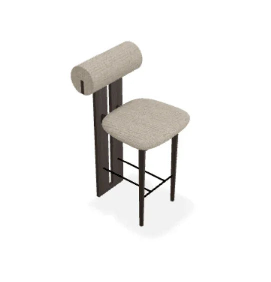 Scaun de bar Hippo din stejar cu tapiterie din tesatura Savanna - Norr11 - PARIS14A.RO