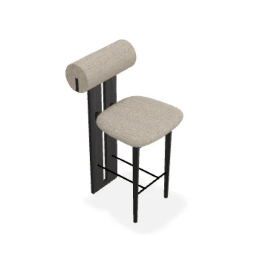 Scaun de bar Hippo din stejar cu tapiterie din tesatura Savanna - Norr11 - PARIS14A.RO