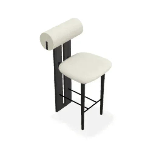 Scaun de bar Hippo din stejar cu tapiterie din tesatura Step Melange - Norr11 - PARIS14A.RO