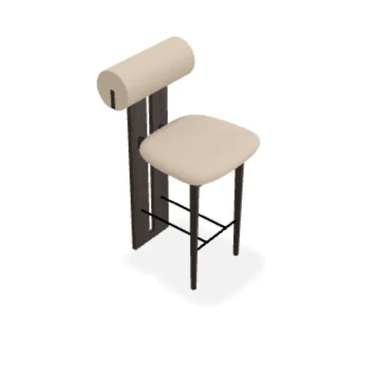 Scaun de bar Hippo din stejar cu tapiterie din tesatura Zero - Norr11 - PARIS14A.RO