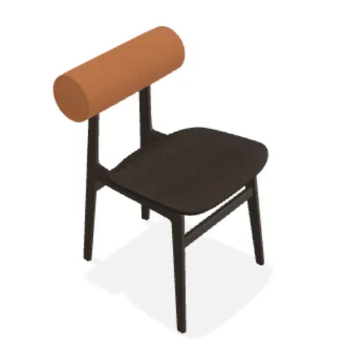 Scaun Totem din stejar cu tapiterie spatar din piele Terra - Norr11 - PARIS14A.RO