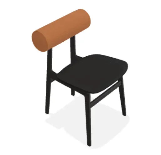 Scaun Totem din stejar cu tapiterie spatar din piele Terra - Norr11 - PARIS14A.RO