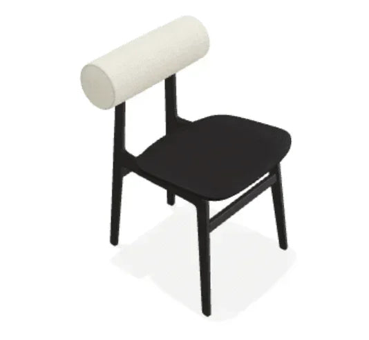 Scaun Totem din stejar cu tapiterie spatar din tesatura Step Melange - Norr11 - PARIS14A.RO