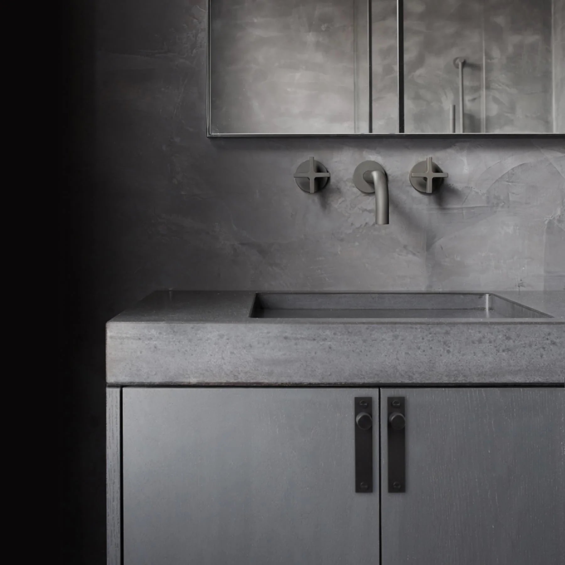 Set de manere tip buton pentru dulap / Cu placa / CROSS - Buster & Punch - PARIS14A.RO