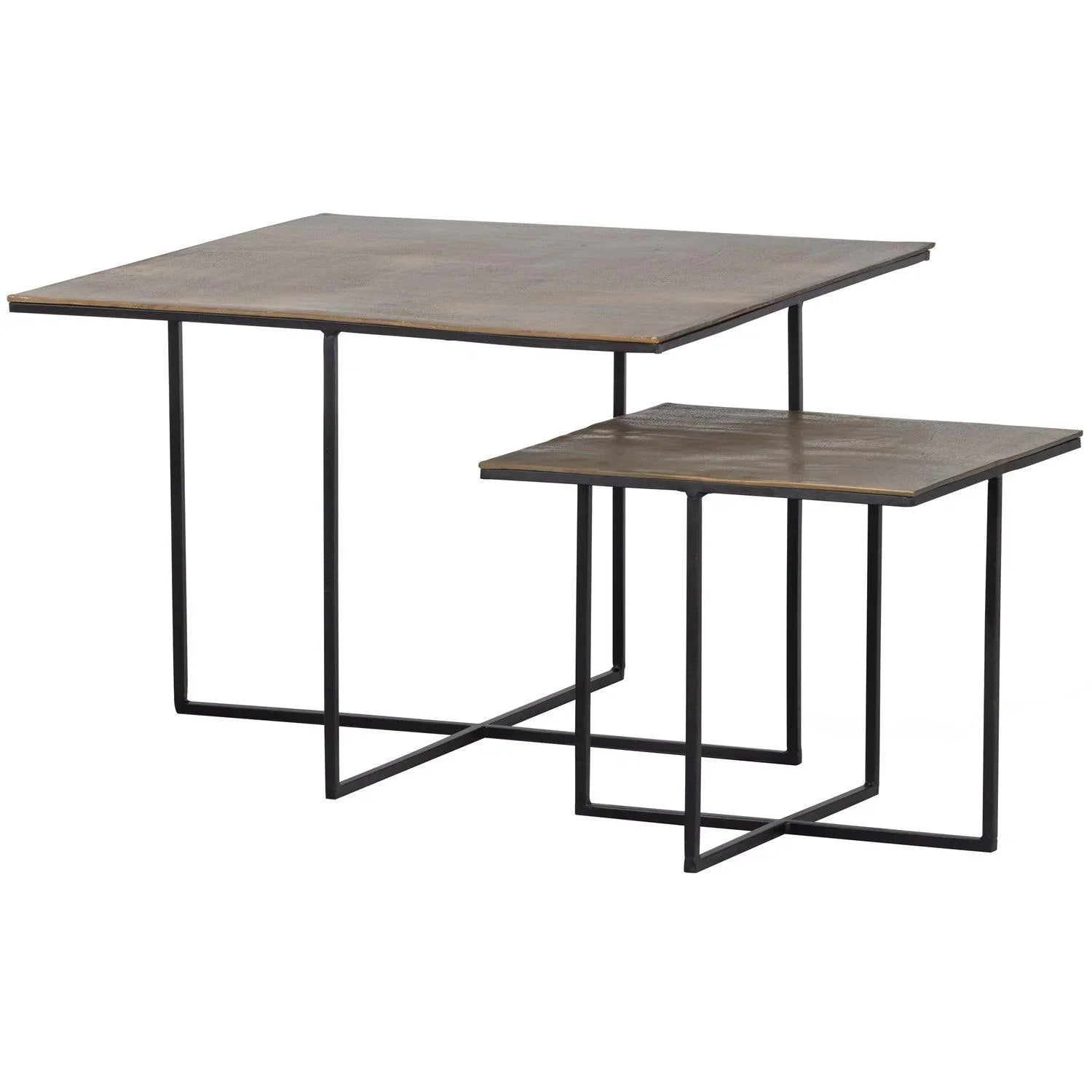 SET OF 2 - OLAN SIDETABLE METAL ANTIQUE BRASS - PARIS14A.RO