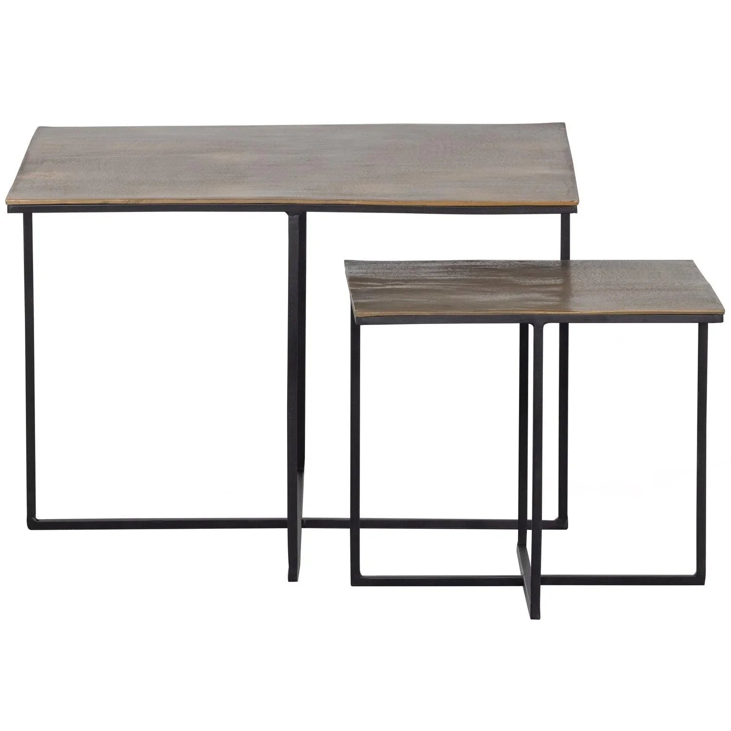 SET OF 2 - OLAN SIDETABLE METAL ANTIQUE BRASS - PARIS14A.RO