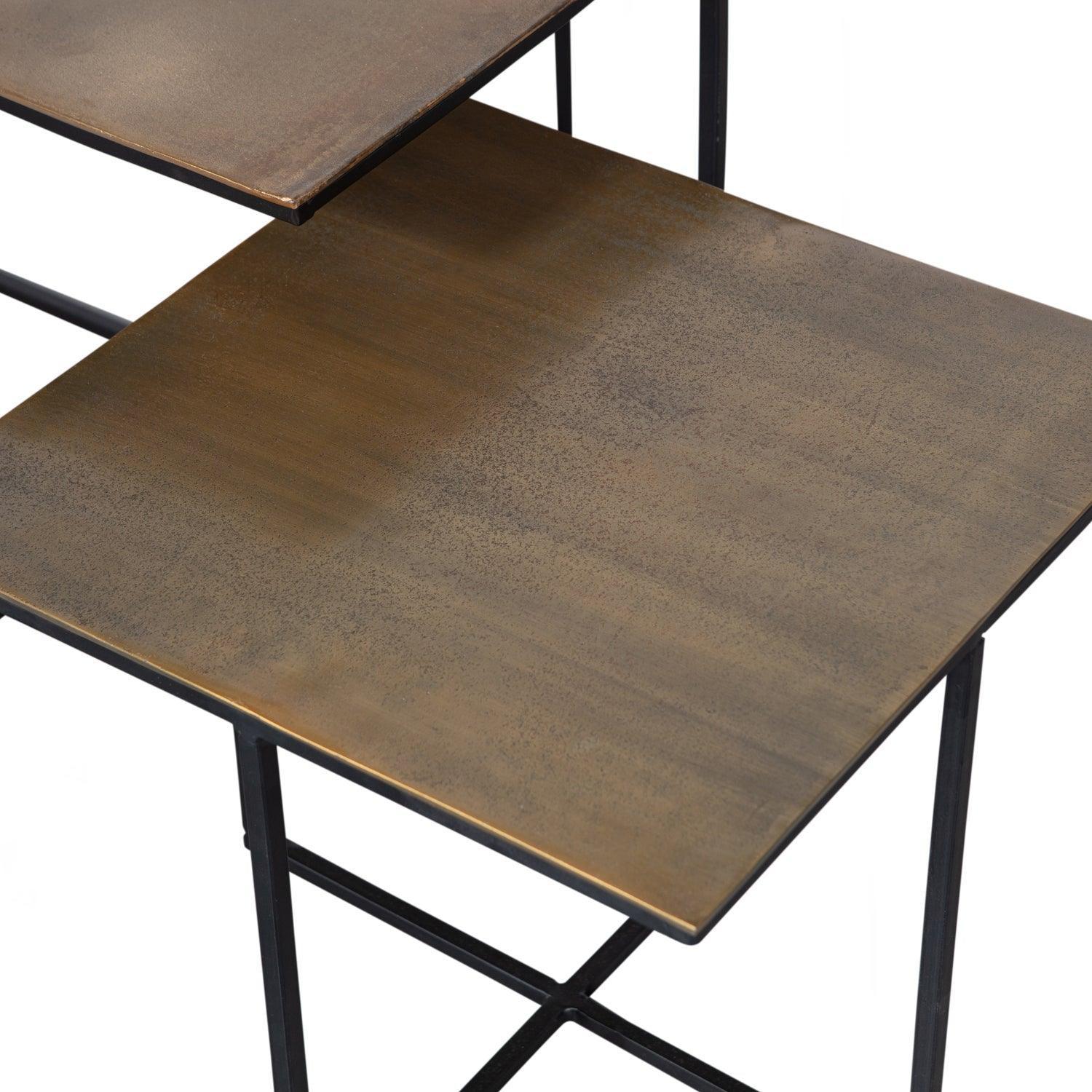 SET OF 2 - OLAN SIDETABLE METAL ANTIQUE BRASS - PARIS14A.RO