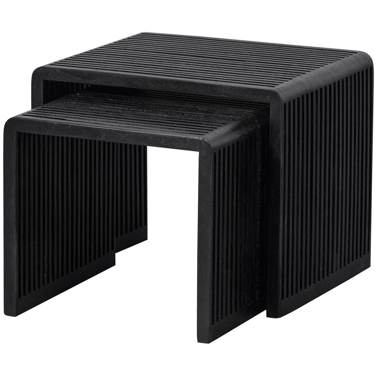 SET OF 2 - WILLA SIDETABLES RECYCLED TEAK BLACK - PARIS14A.RO