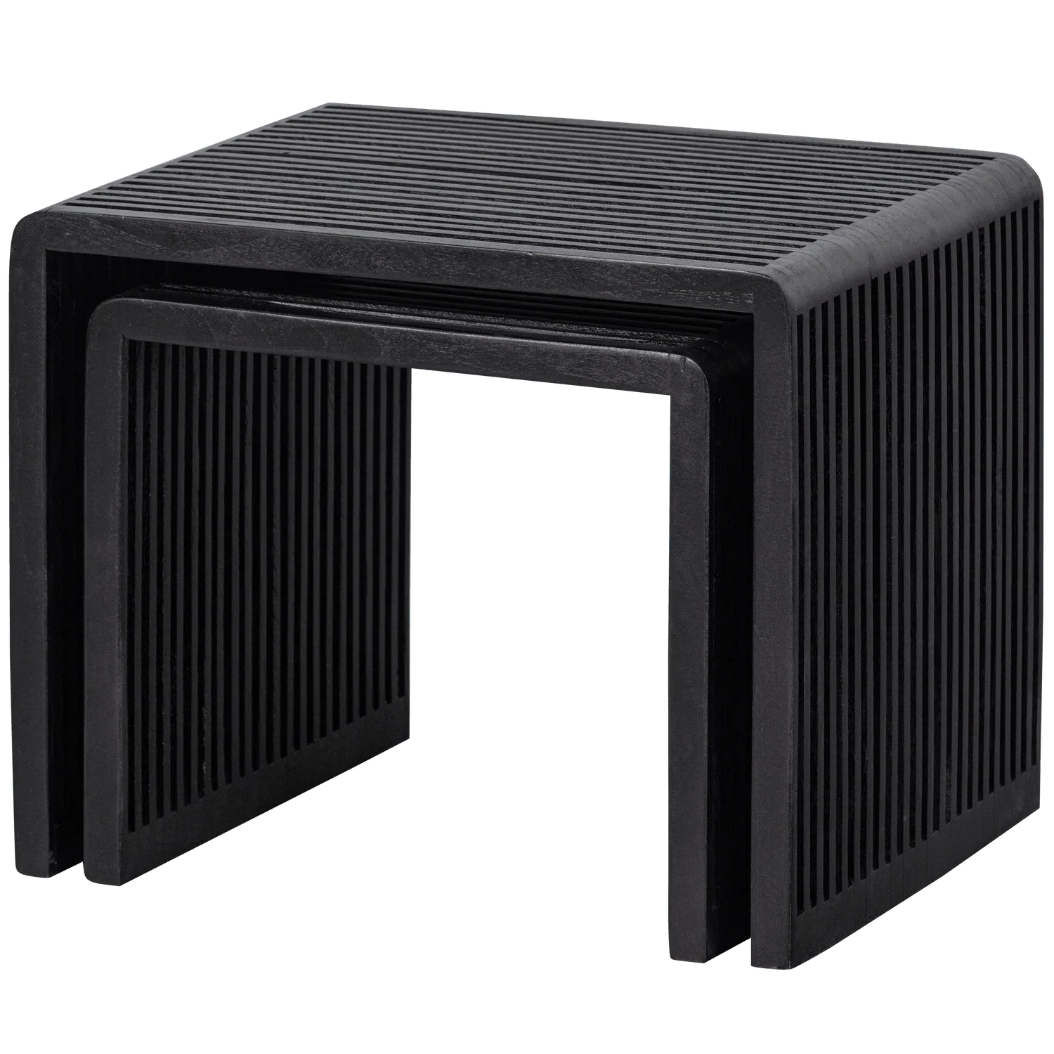 SET OF 2 - WILLA SIDETABLES RECYCLED TEAK BLACK - PARIS14A.RO