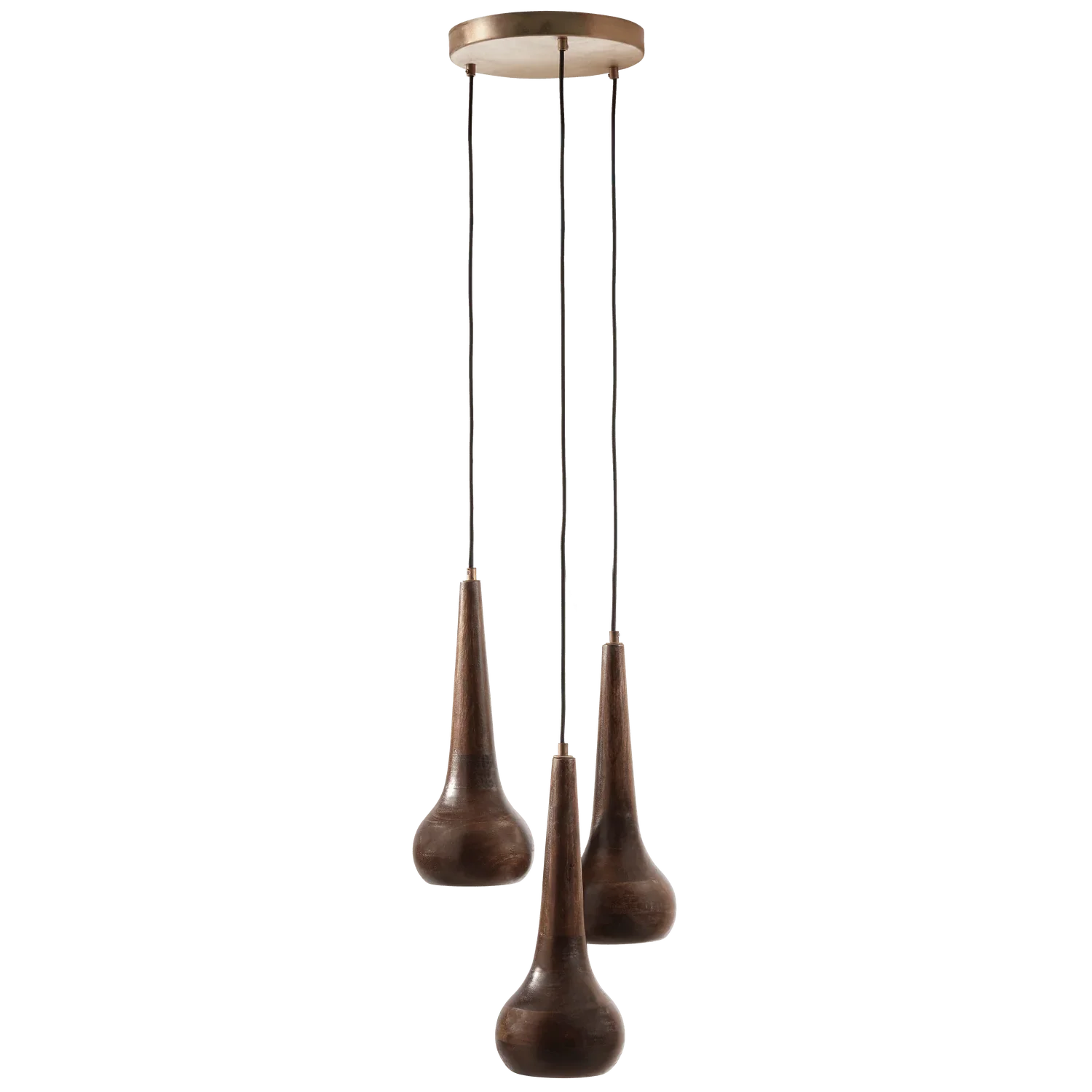 SET OF 3 - TUMBLE HANGING LAMPS WOOD WALNUT - PARIS14A.RO