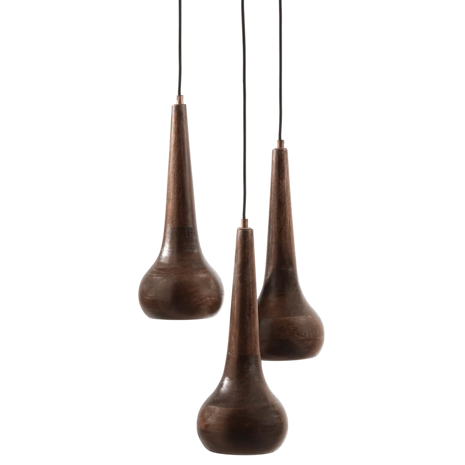SET OF 3 - TUMBLE HANGING LAMPS WOOD WALNUT - PARIS14A.RO
