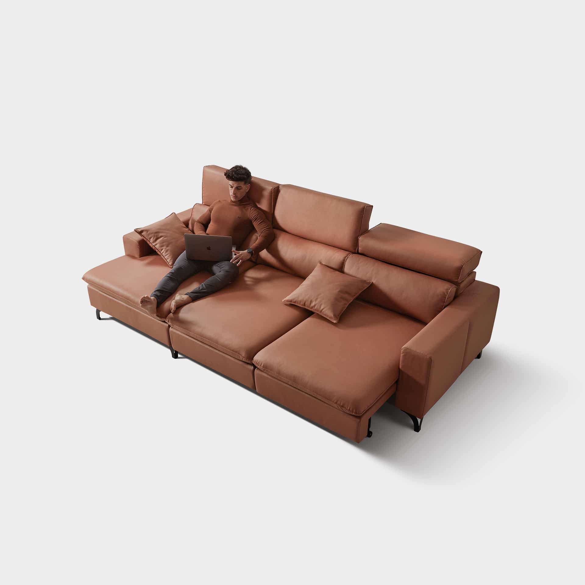 ACOMODEL canapea extensibilă cu colțar Antia | textil | Bej | 280x104x159 cm