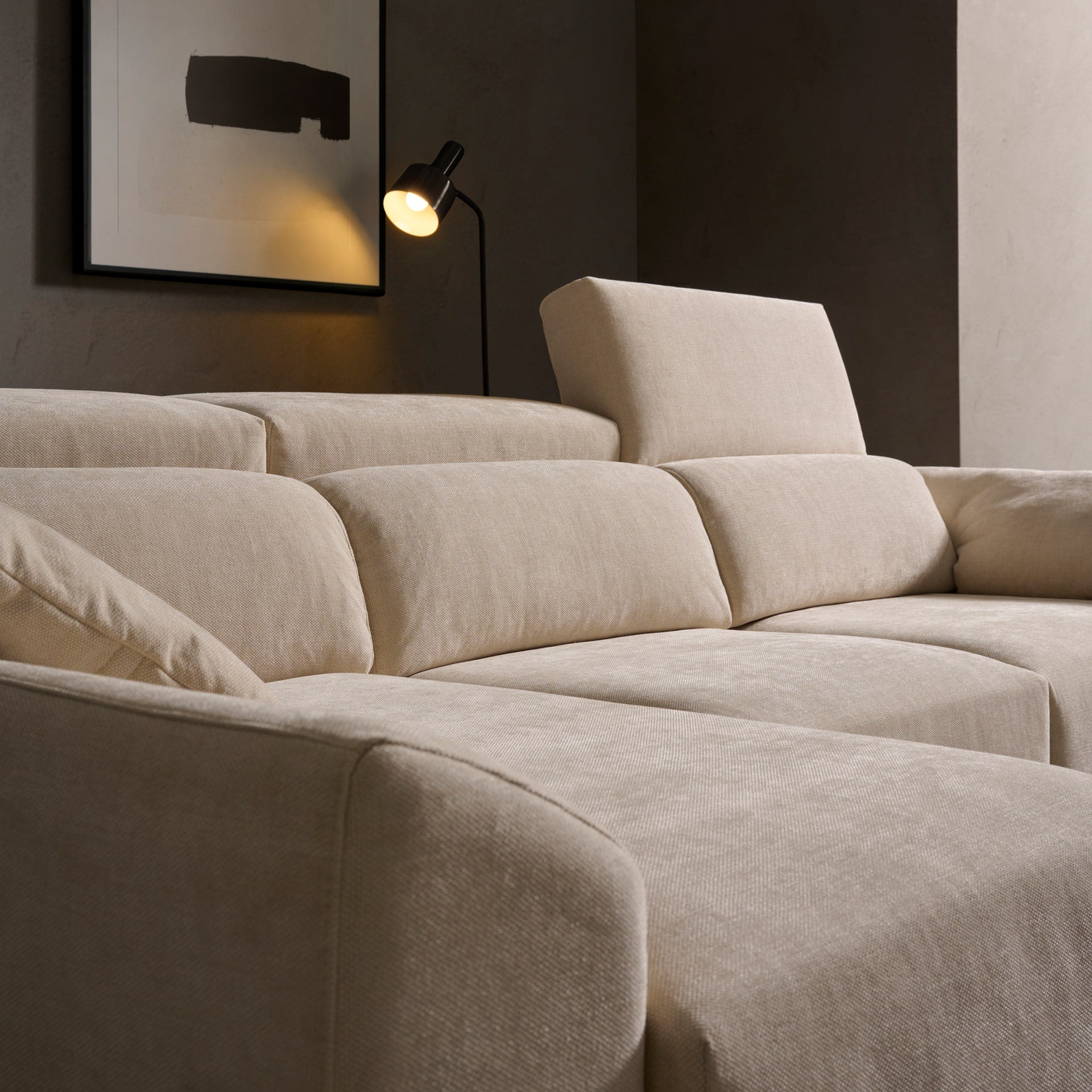 ACOMODEL canapea extensibilă cu colțar Azores | textil | Bej | 297x104x159 cm