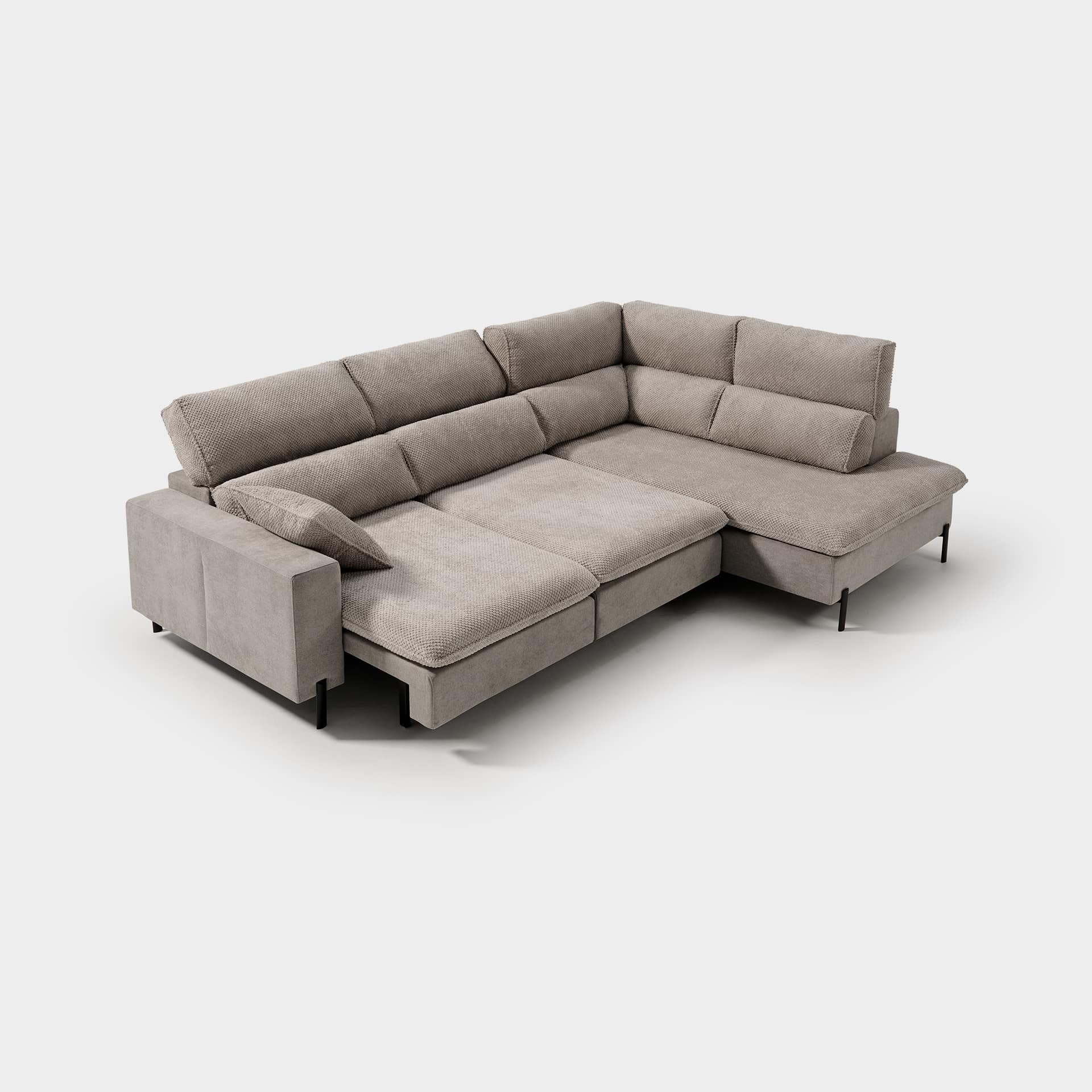 ACOMODEL canapea extensibilă cu colțar Cora | textil | Bej | 280x104x159 cm