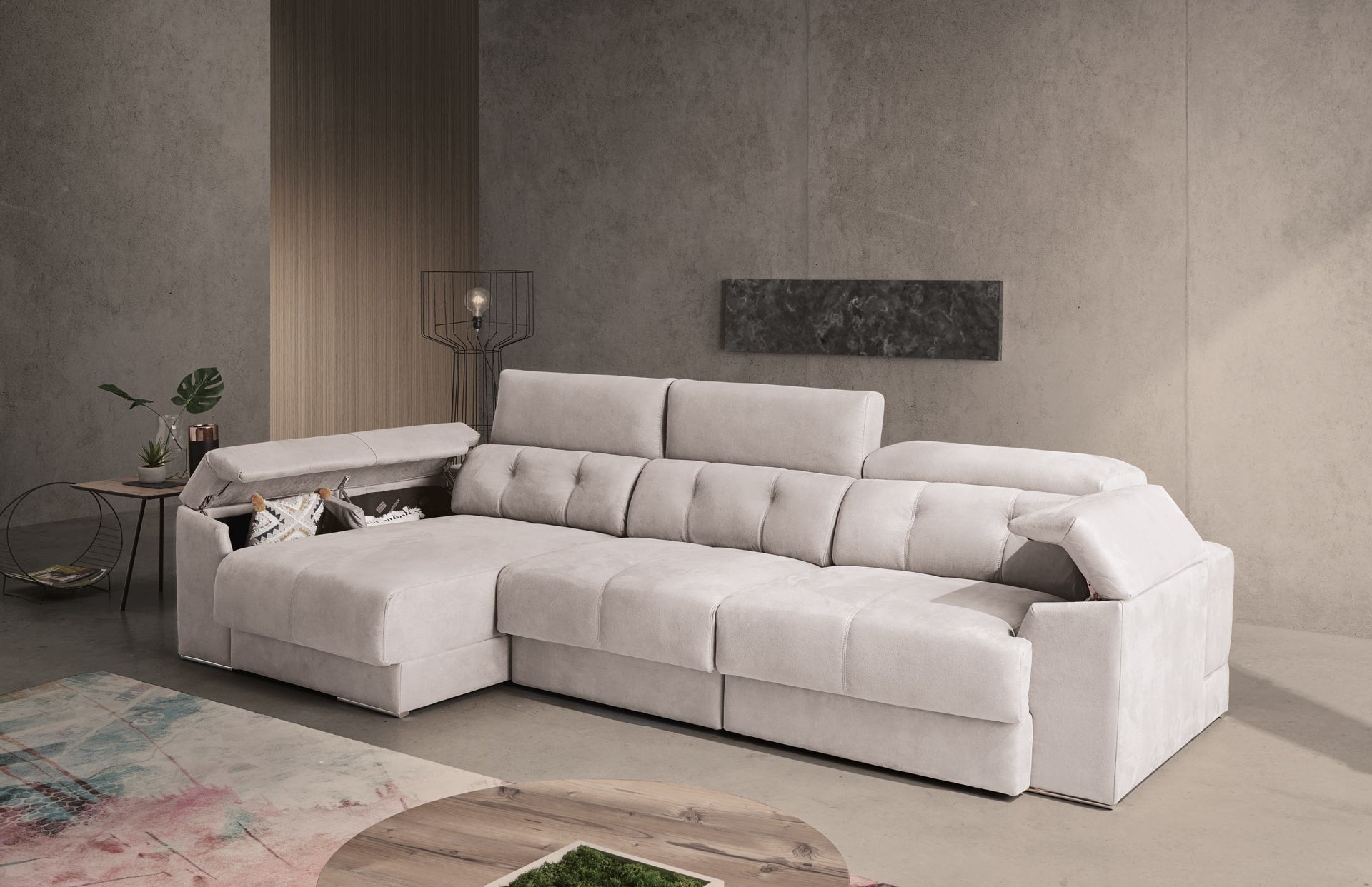 ACOMODEL canapea extensibilă cu colțar Dinamic | textil | Bej | 300x104x159 cm