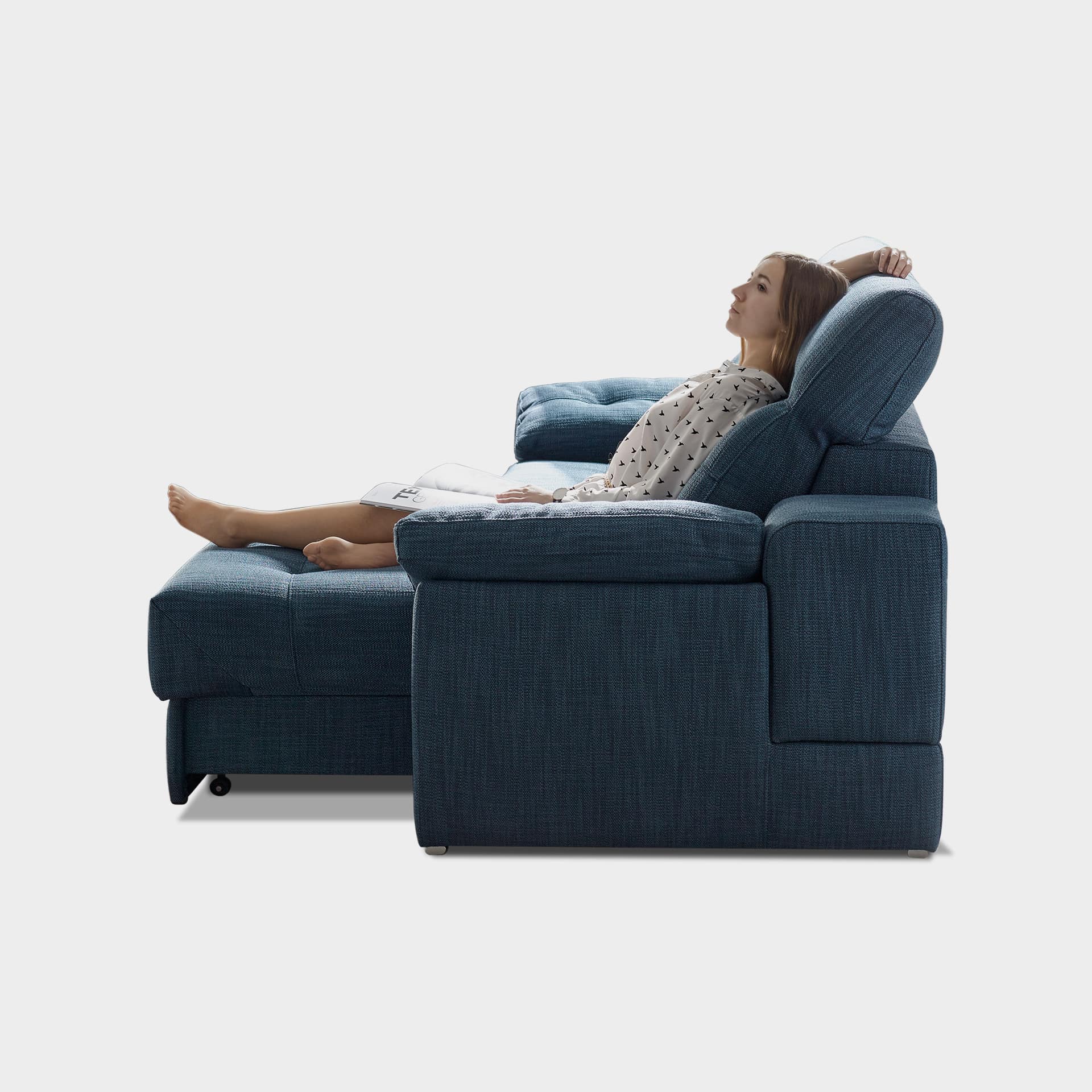 ACOMODEL canapea extensibilă cu colțar Joel | textil | Bej | 293x104x159 cm
