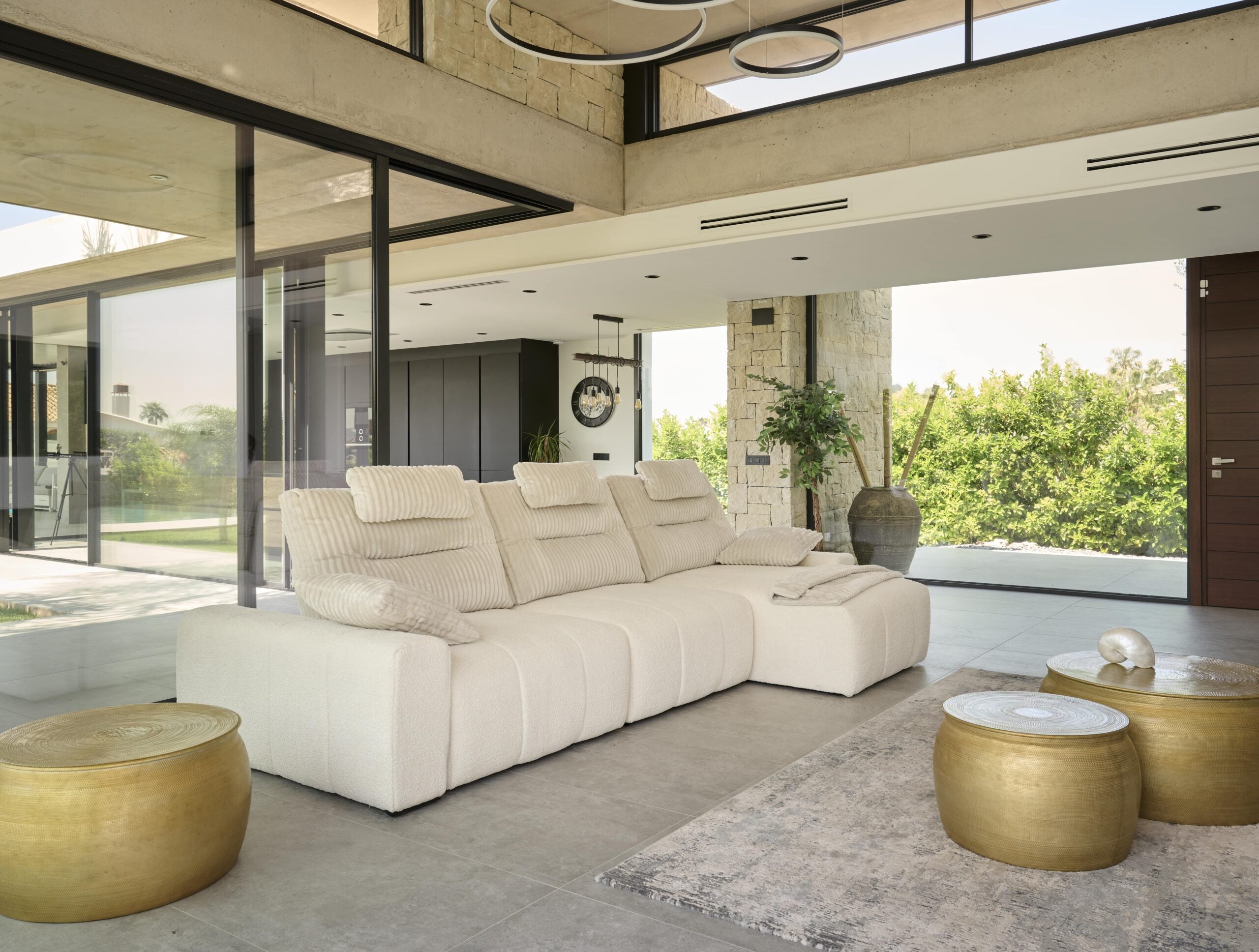 ACOMODEL canapea extensibilă cu colțar Joel | textil | Bej | 293x104x159 cm