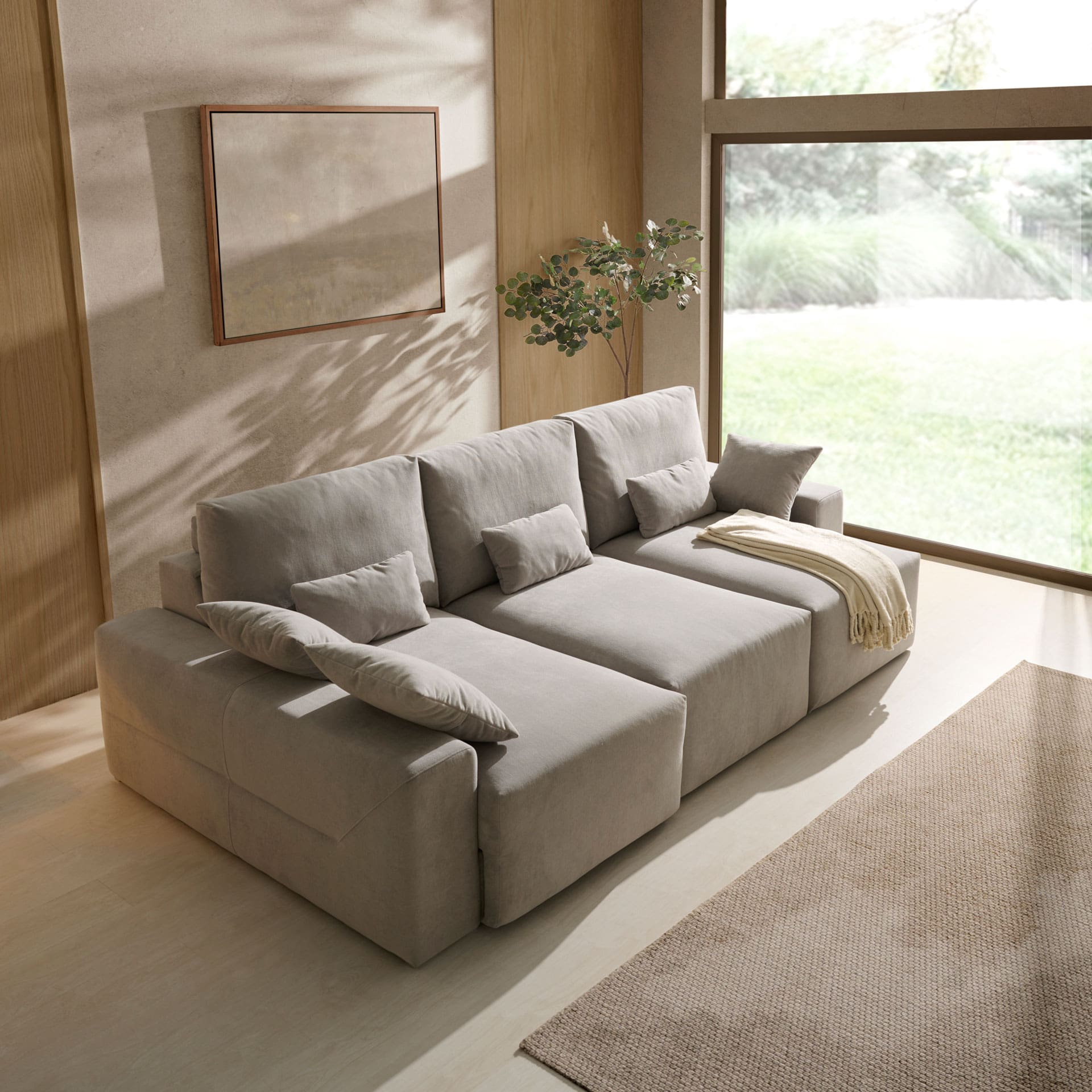 ACOMODEL canapea extensibilă Laya | textil | Bej | 260x104x159 cm