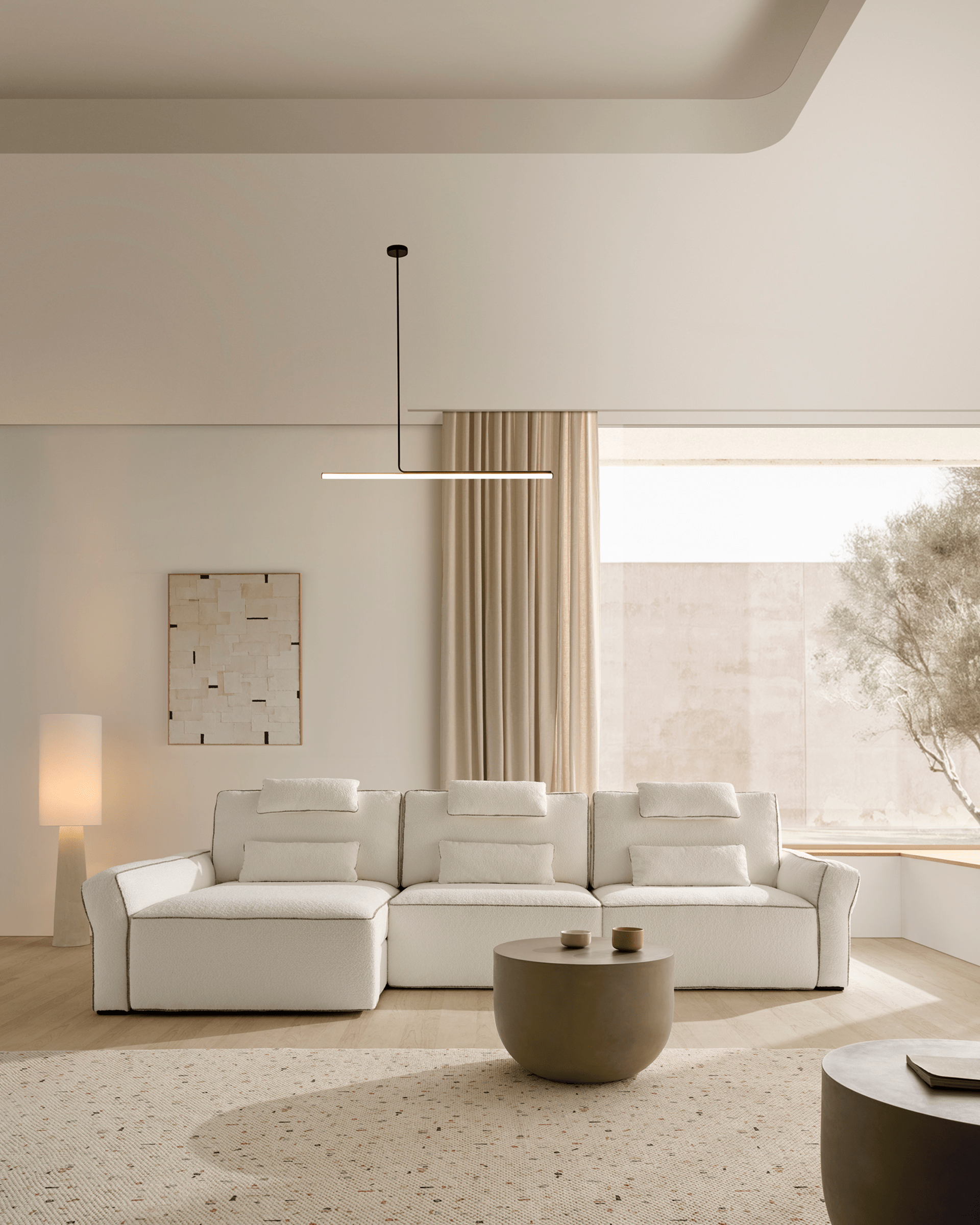 ACOMODEL canapea extensibilă Randi | textil | Bej | 250x104x159 cm