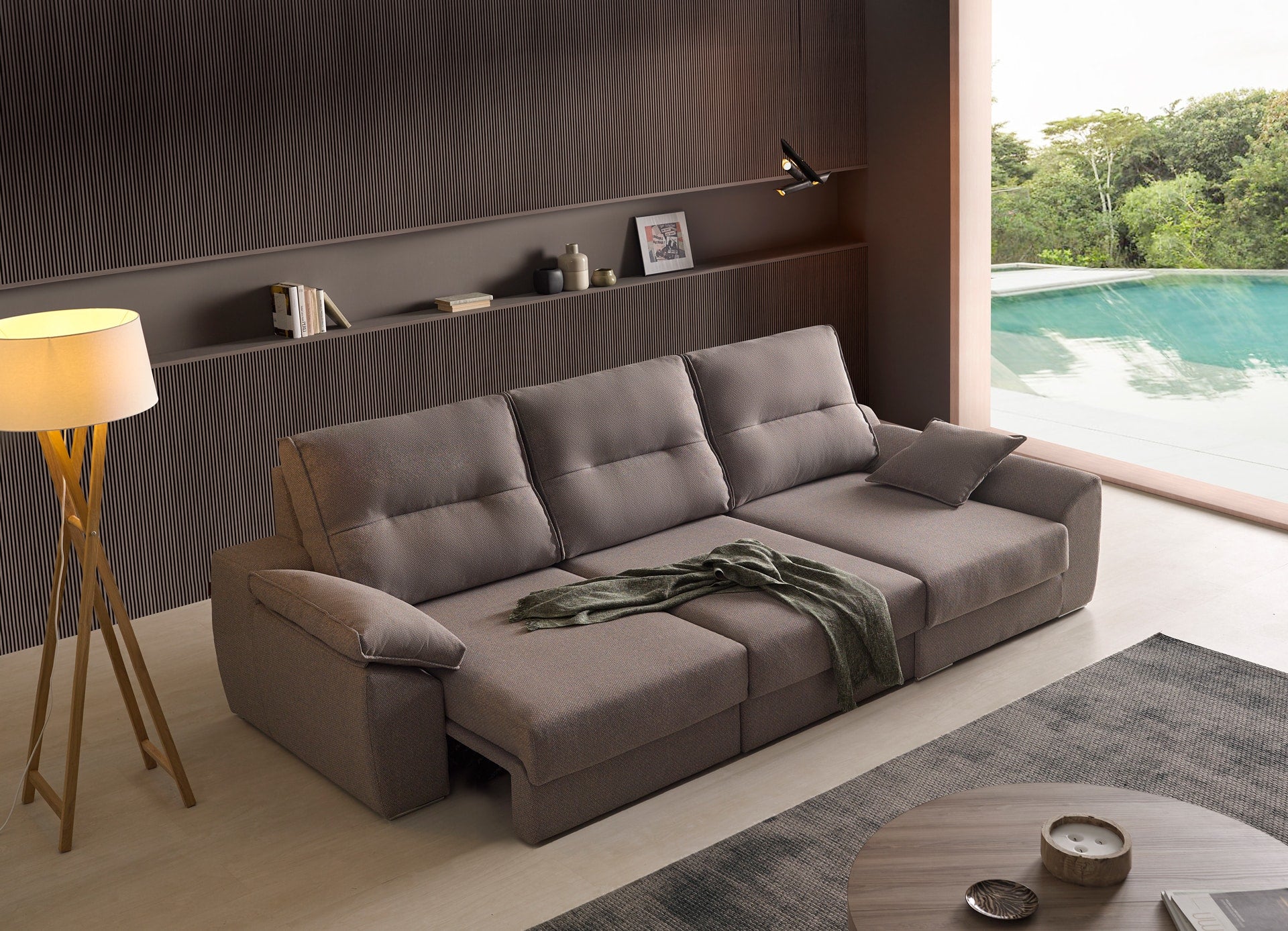 ACOMODEL canapea extensibilă cu colțar Frida | textil | Bej | 295x104x159 cm