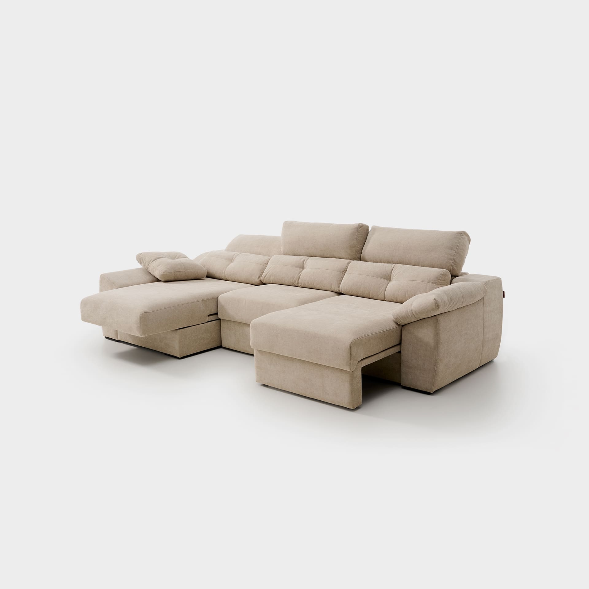 ACOMODEL canapea extensibilă cu colțar Tayla | textil | Bej | 293x104x159 cm