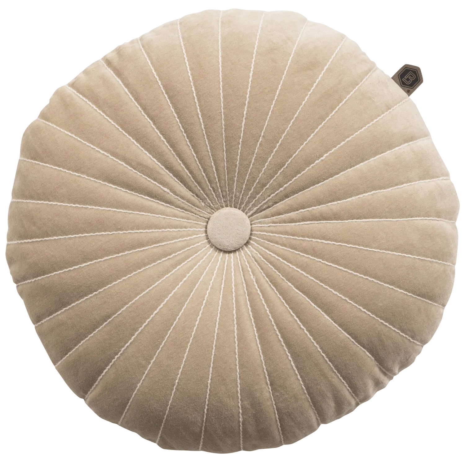 TWINKLE CUSHION WITH STRIPE ROUND VELVET SAND Ø45CM - PARIS14A.RO