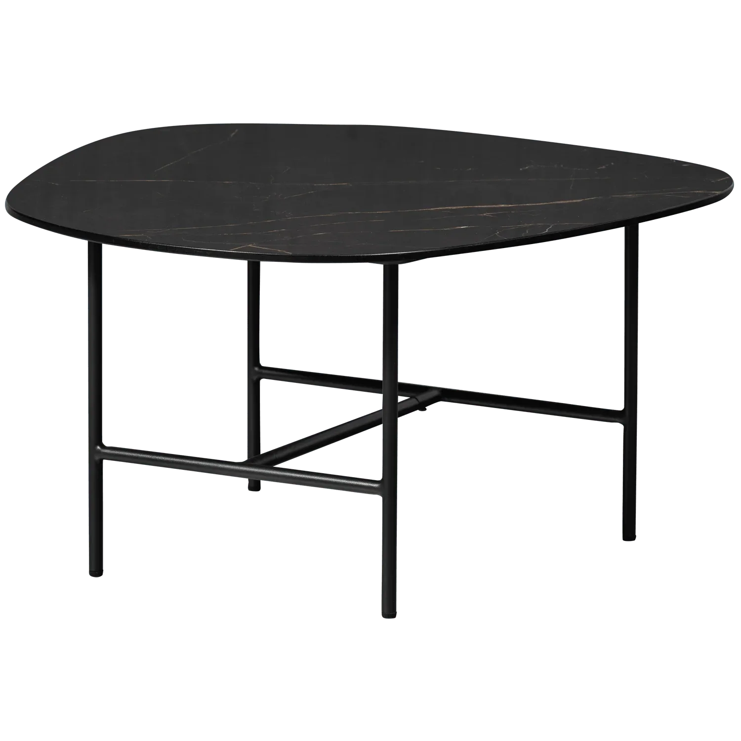 VAJEN COFFEE TABLE WITH MARBLE LOOK TABLETOP BLACK 70x70CM - PARIS14A.RO