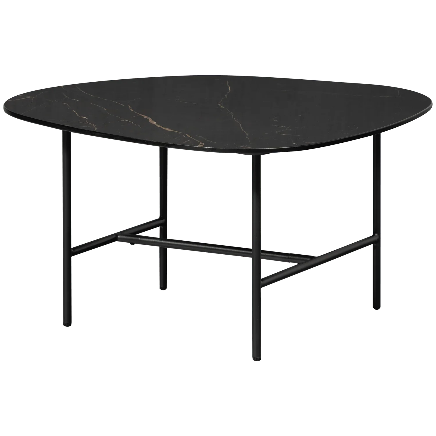 VAJEN COFFEE TABLE WITH MARBLE LOOK TABLETOP BLACK 70x70CM - PARIS14A.RO