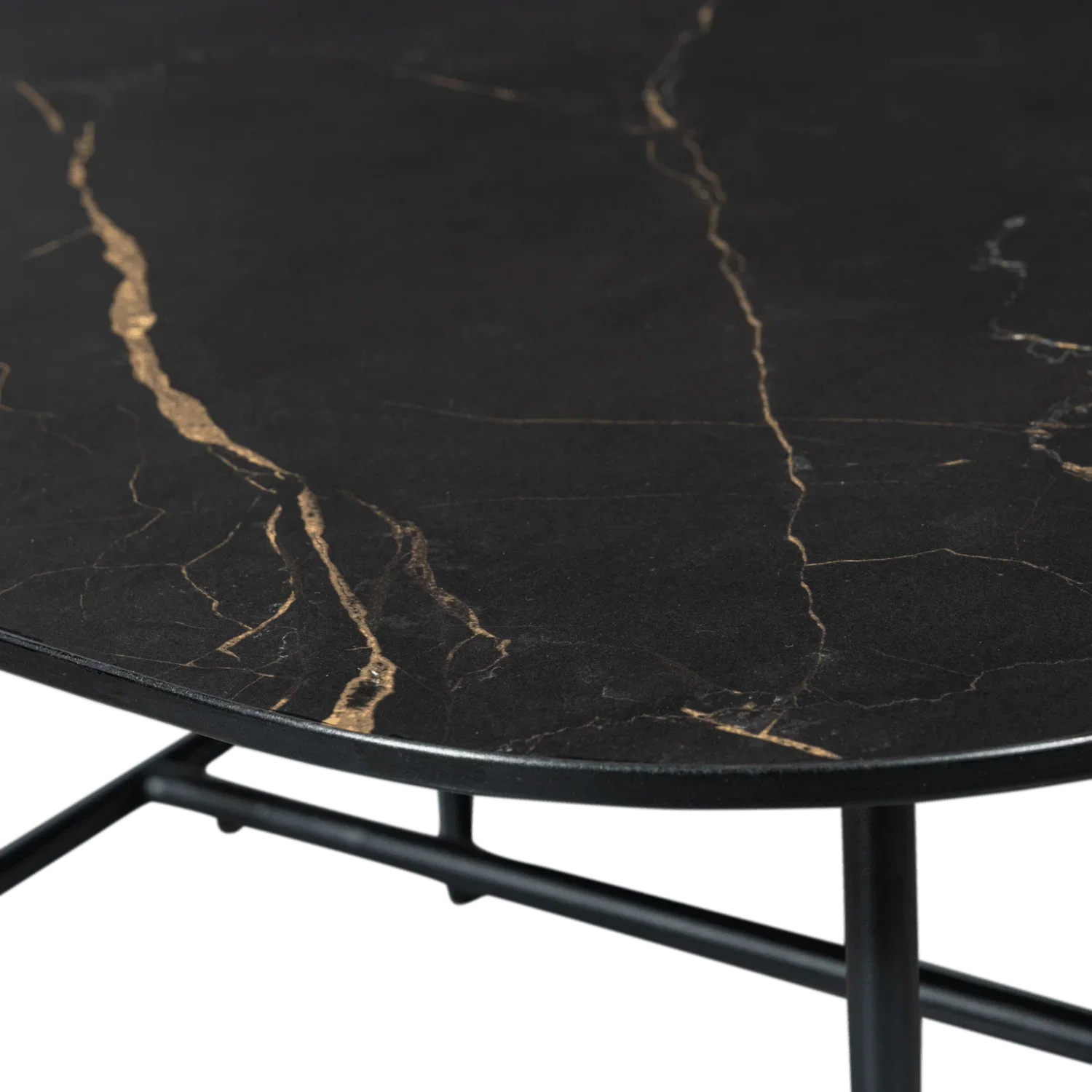VAJEN COFFEE TABLE WITH MARBLE LOOK TABLETOP BLACK 70x70CM - PARIS14A.RO
