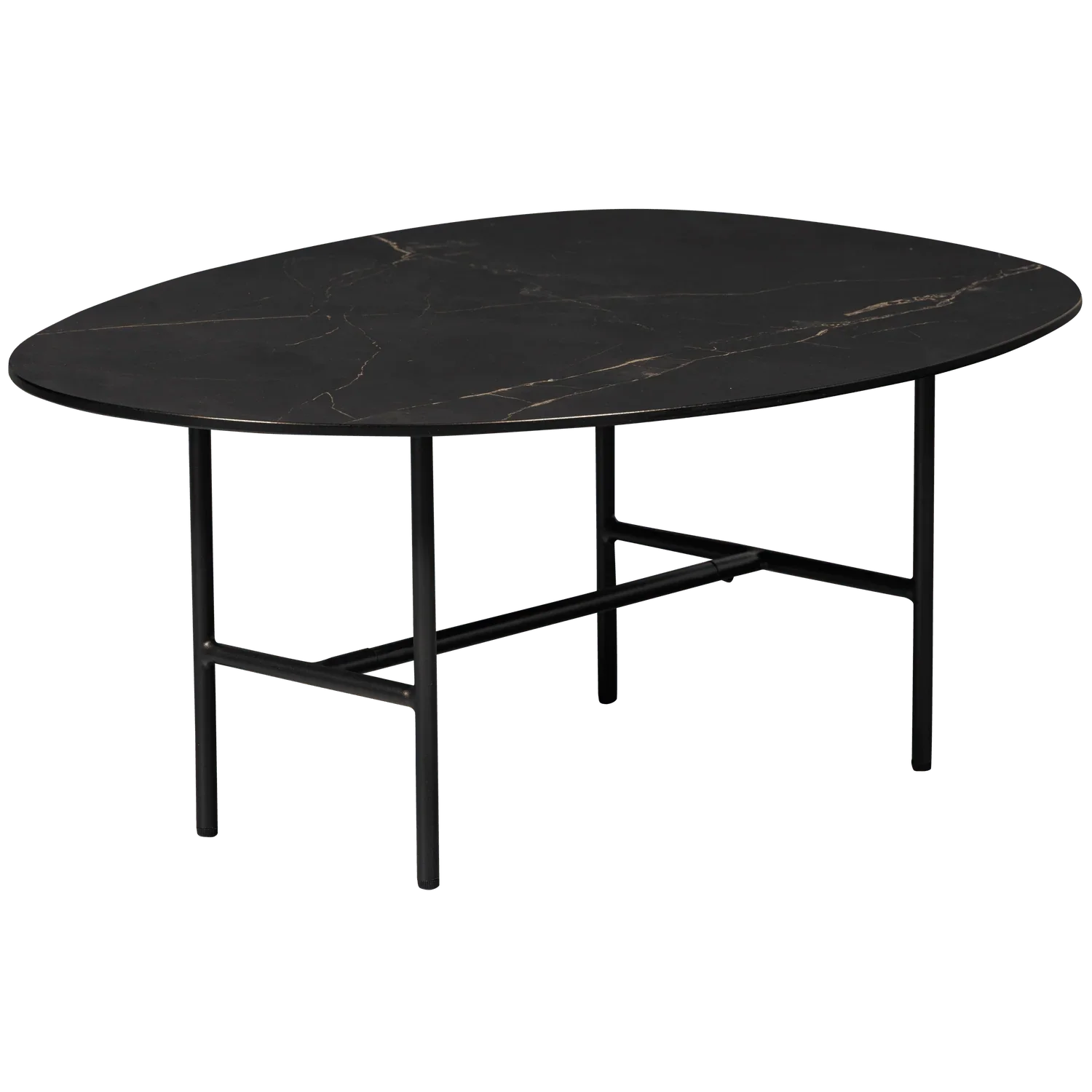 VAJEN COFFEE TABLE WITH MARBLE LOOK TABLETOP BLACK 80x60C - PARIS14A.RO