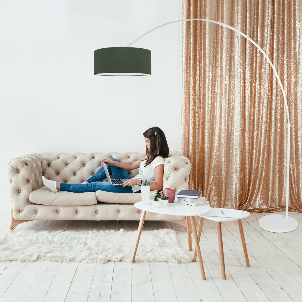 Lampă de podea Sparkled Light 7268W+K1066VS Alb-Verde Catifelat