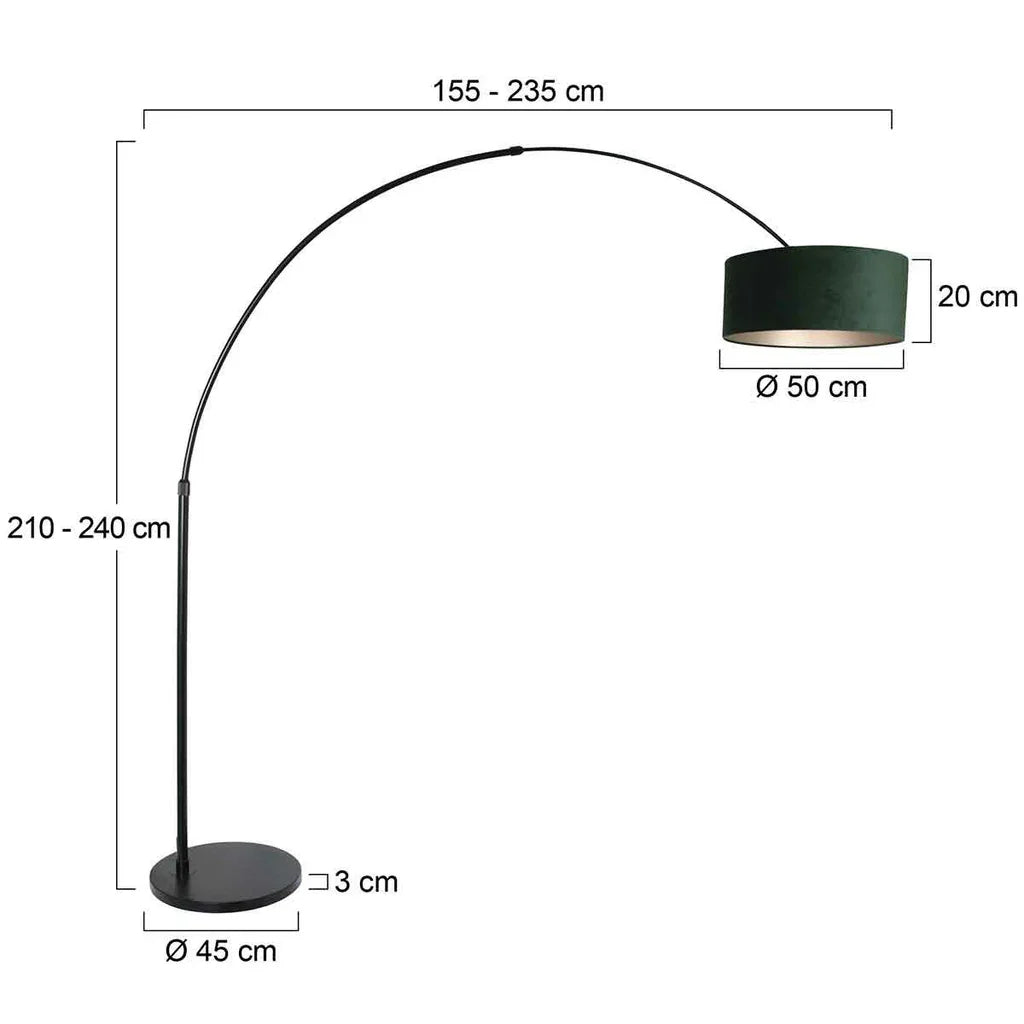Lampă de podea Sparkled Light 7268ZW+K1066VS Negru-Verde Catifea