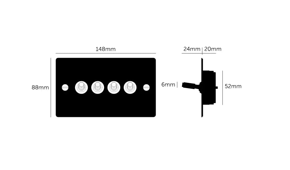 Întrerupător 4G cu 4 Comutatoare CROSS / Oțel (Model UK) - Buster & Punch