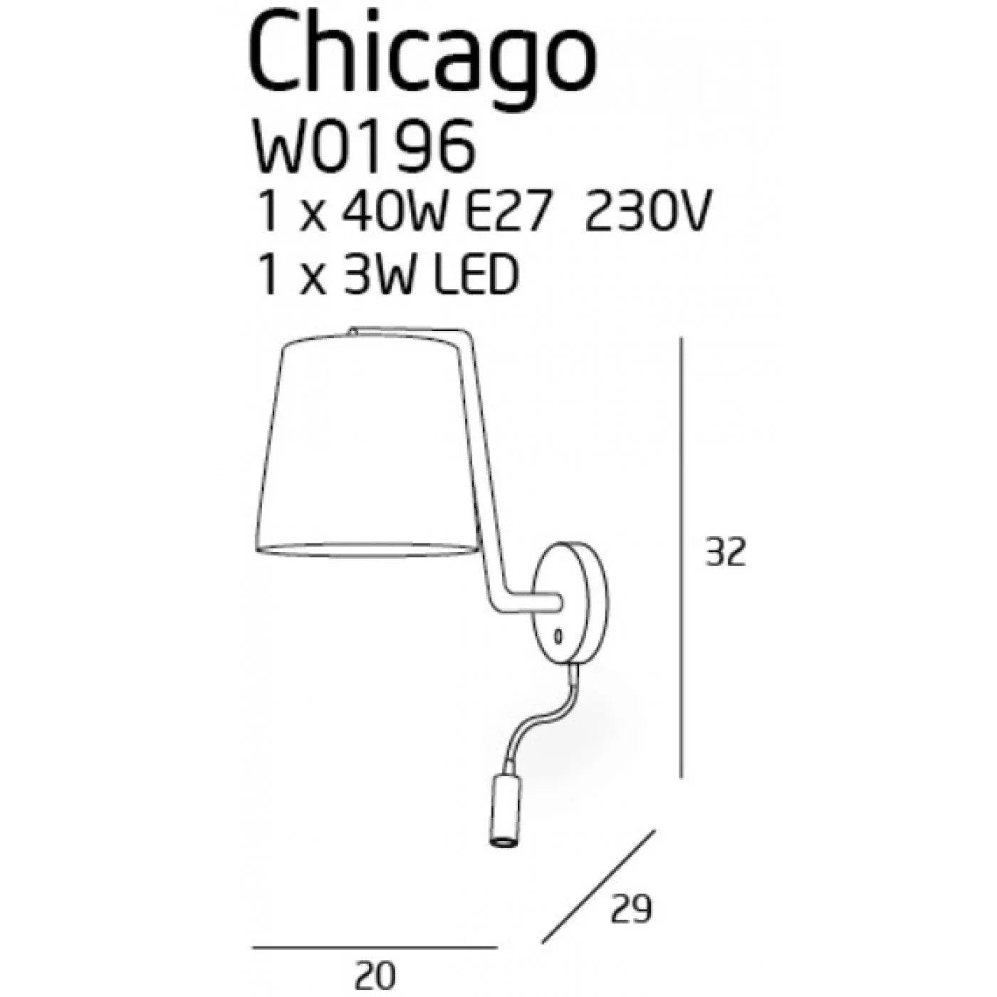 Aplica CHICAGO LED Alb + ABAJUR ALB MAXLIGHT W0196 - PARIS14A.RO