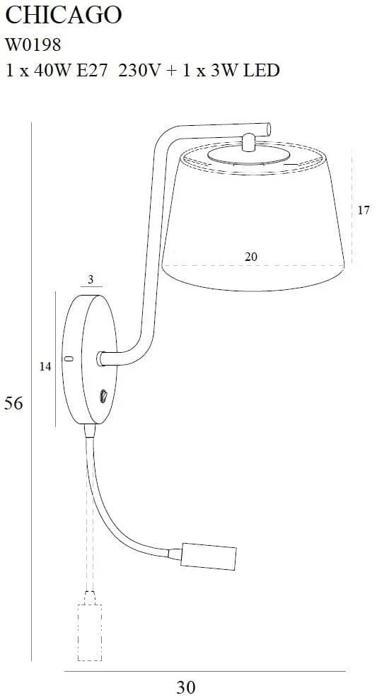 Aplica CHICAGO LED Crom+ ABAJUR ALB MAXLIGHT W0198 - PARIS14A.RO