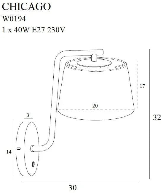 Aplica CHICAGO Negru + Abajur de culoare neagra MAXLIGHT W0194 - PARIS14A.RO