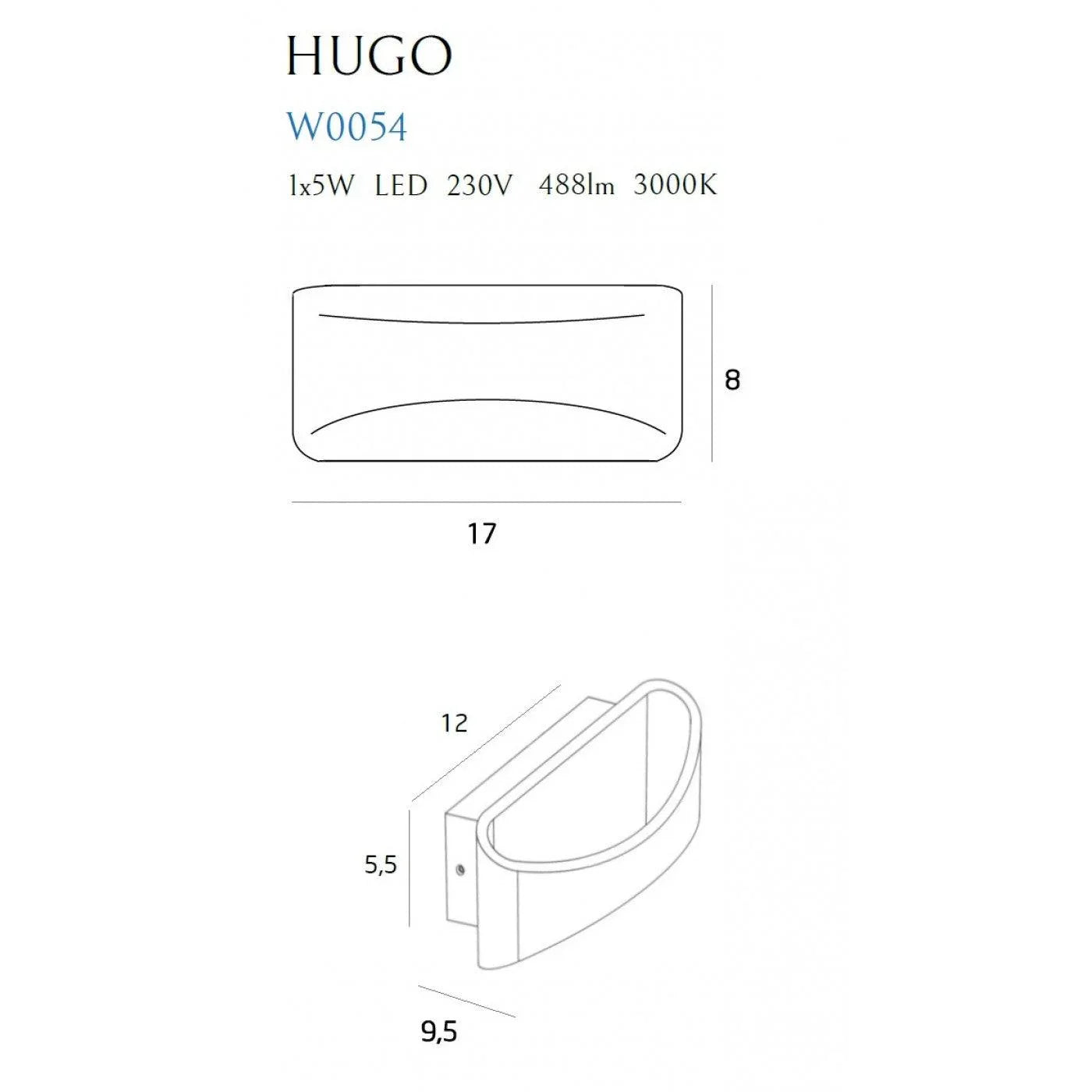 Aplica HUGO Negru MAXLIGHT W0054 - PARIS14A.RO