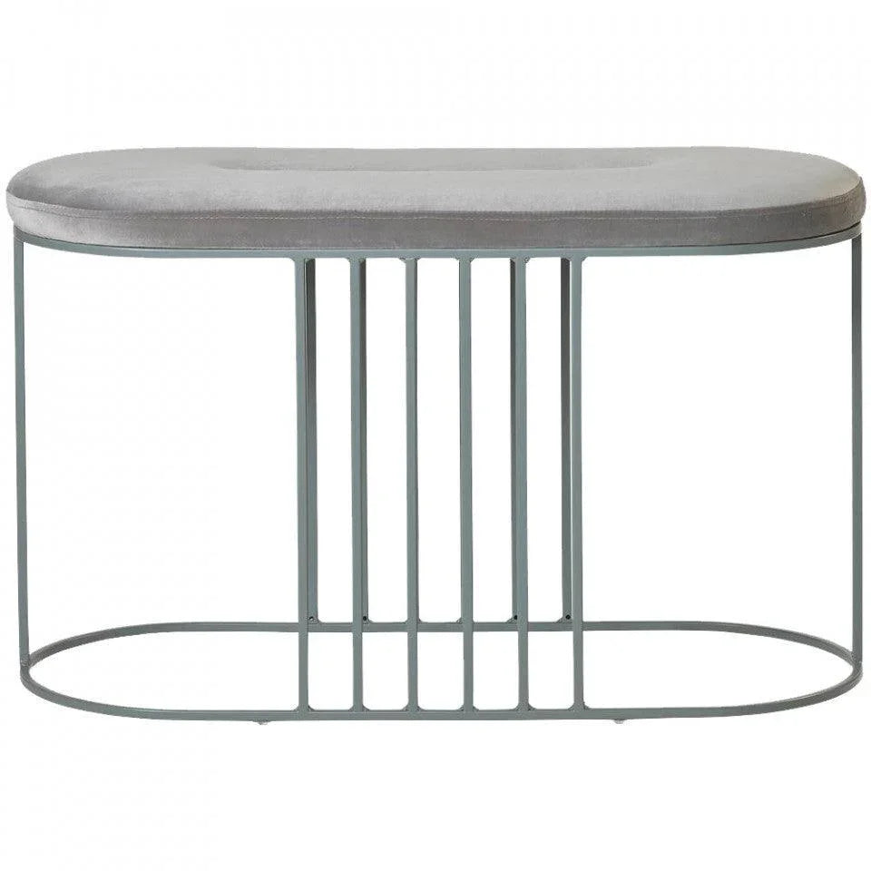 Bancheta gri din catifea si otel 80 cm Posea Bolia - PARIS14A.RO