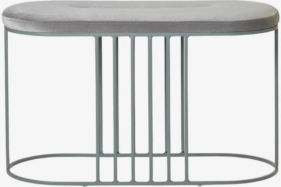 Bancheta gri din catifea si otel 80 cm Posea Bolia - PARIS14A.RO