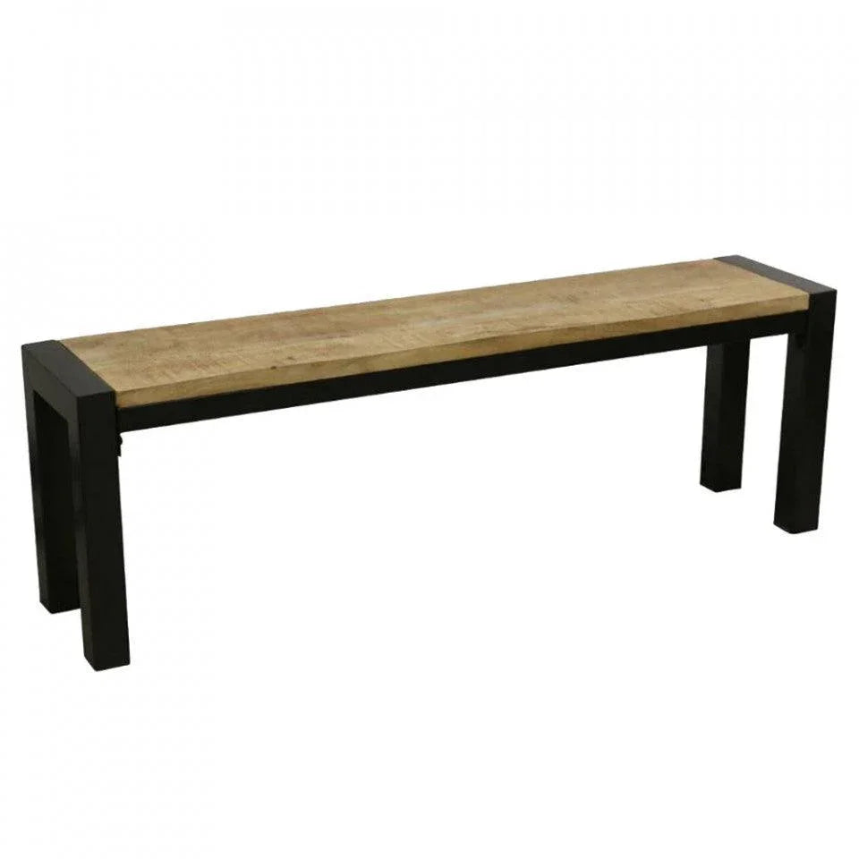 Bancheta maro/neagra din lemn de mango 140 cm Vintage Raw Materials - PARIS14A.RO