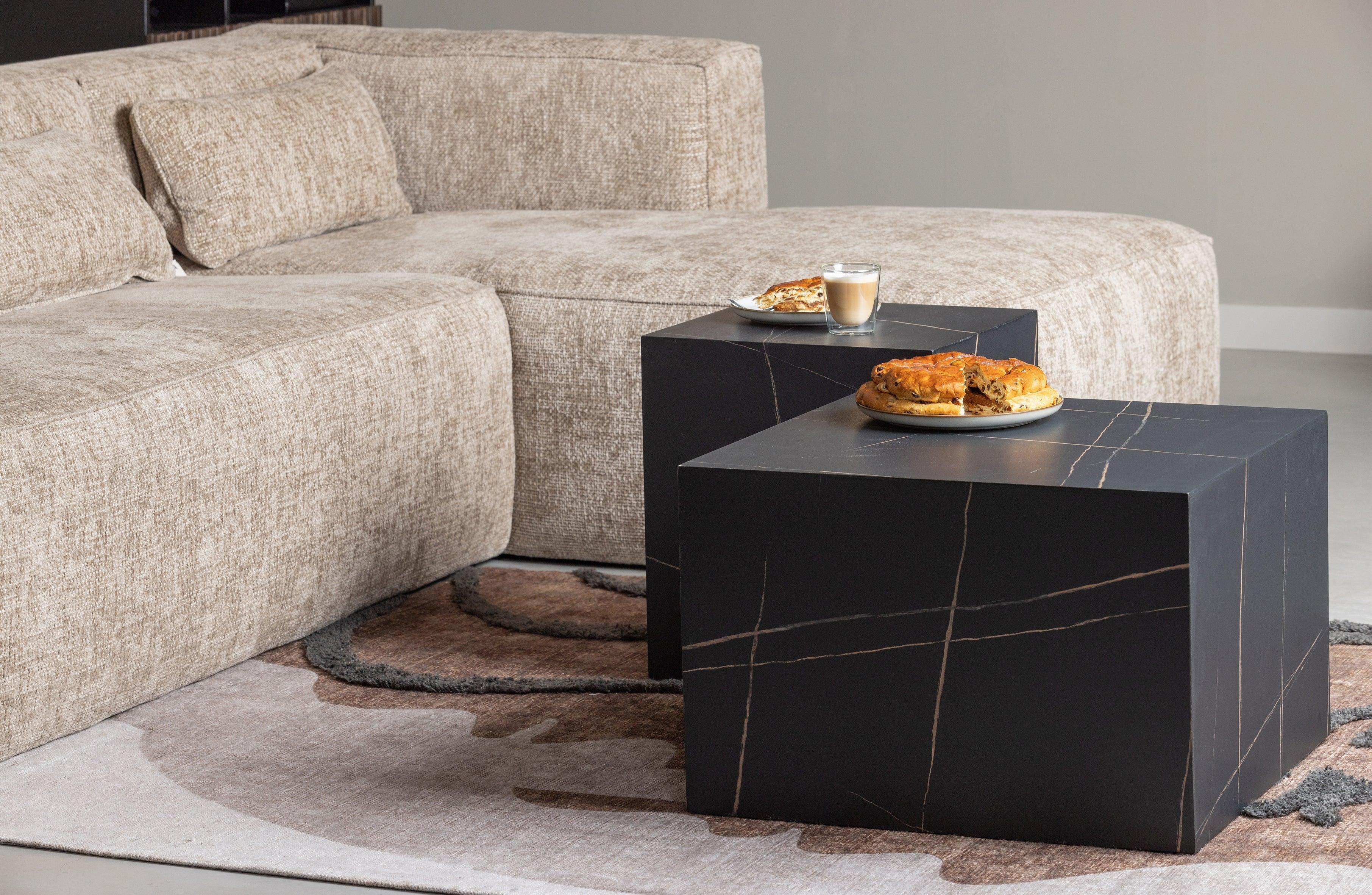 Benji Coffeetable Marmerlook Black 60x60 - PARIS14A.RO