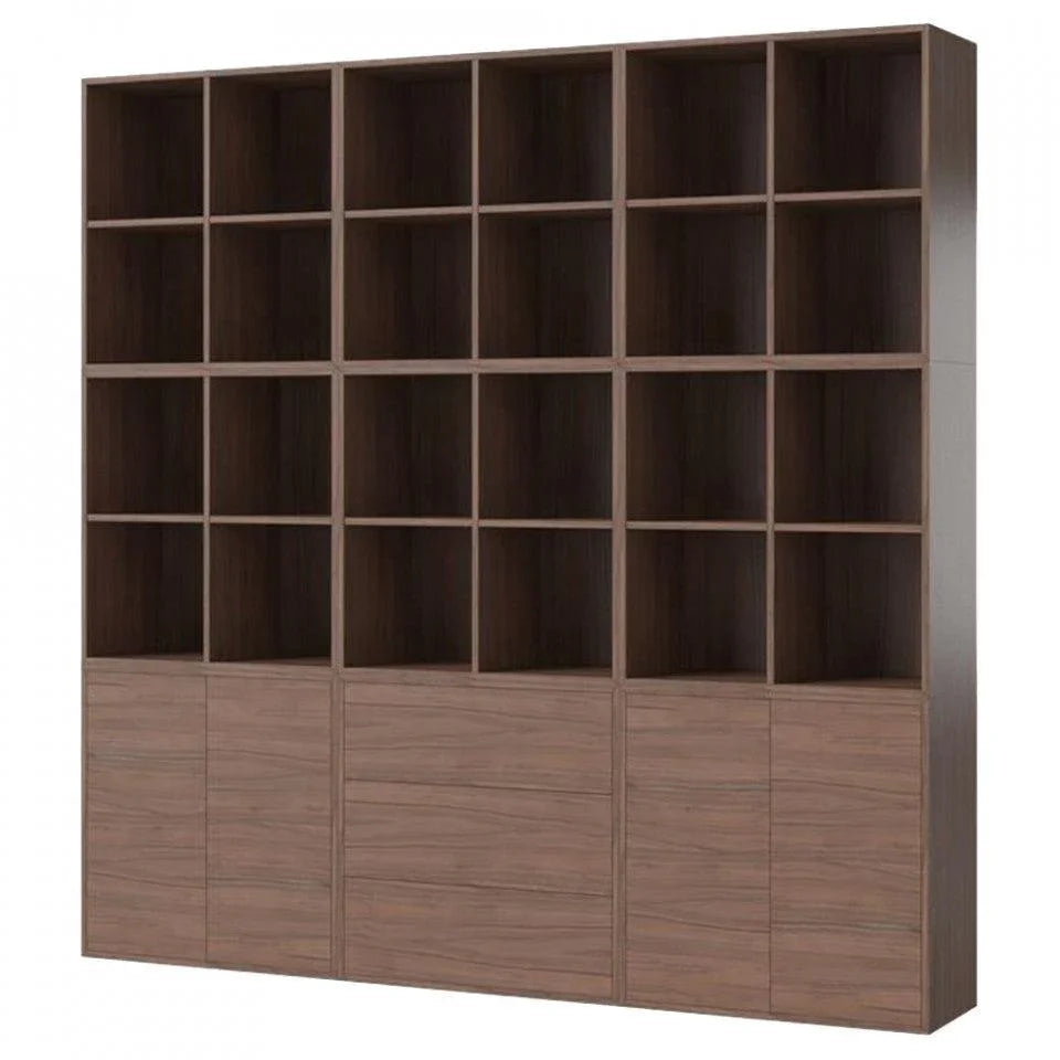 Biblioteca maro nuc din lemn 210 cm Combination Square Bolia - PARIS14A.RO