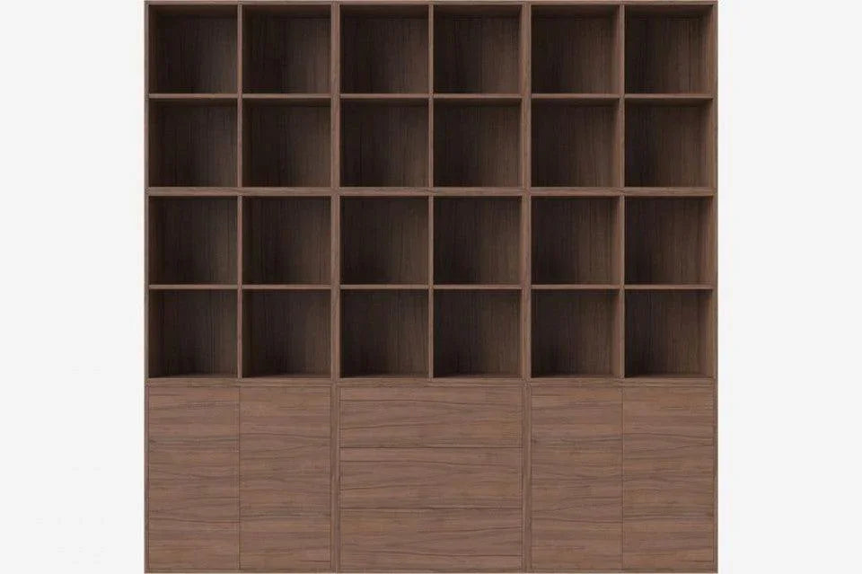 Biblioteca maro nuc din lemn 210 cm Combination Square Bolia - PARIS14A.RO