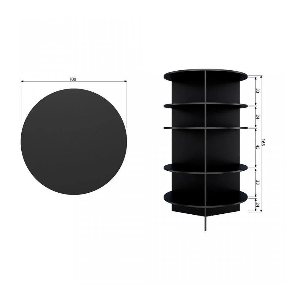 Biblioteca neagra din lemn 168 cm Trian Andy Black - PARIS14A.RO