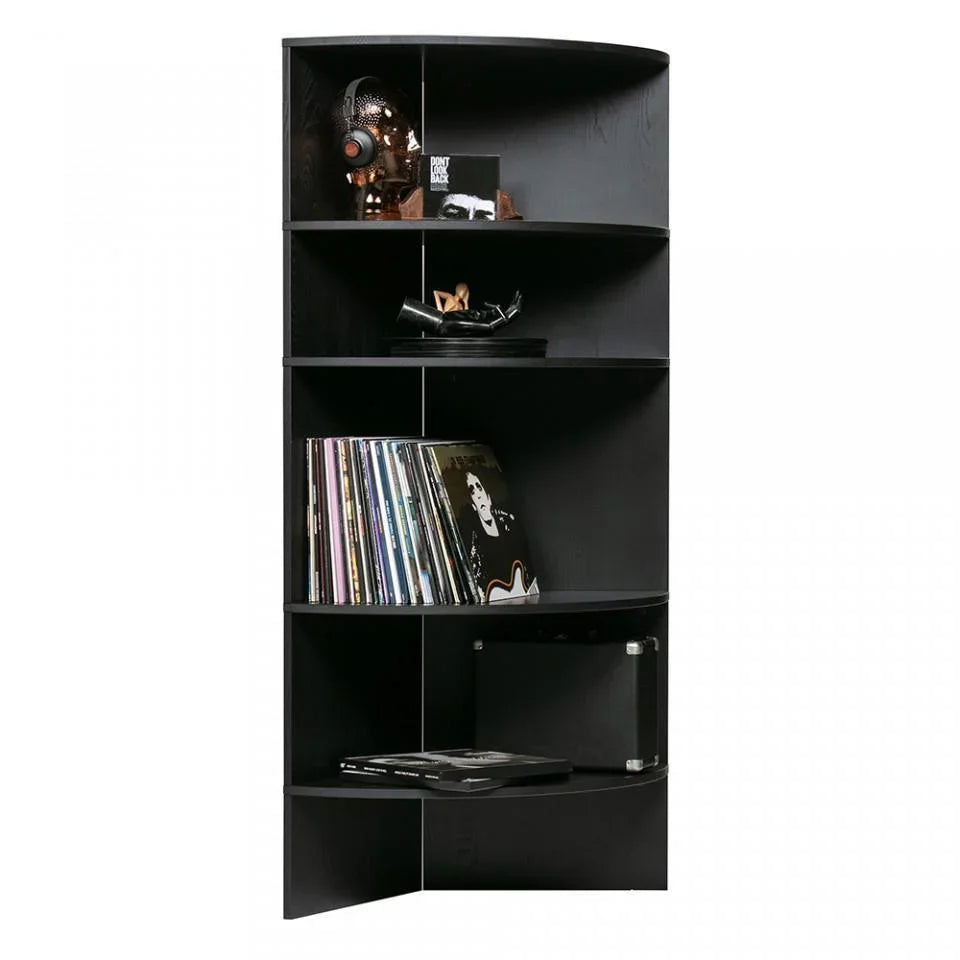 Biblioteca neagra din lemn 168 cm Trian Black - PARIS14A.RO