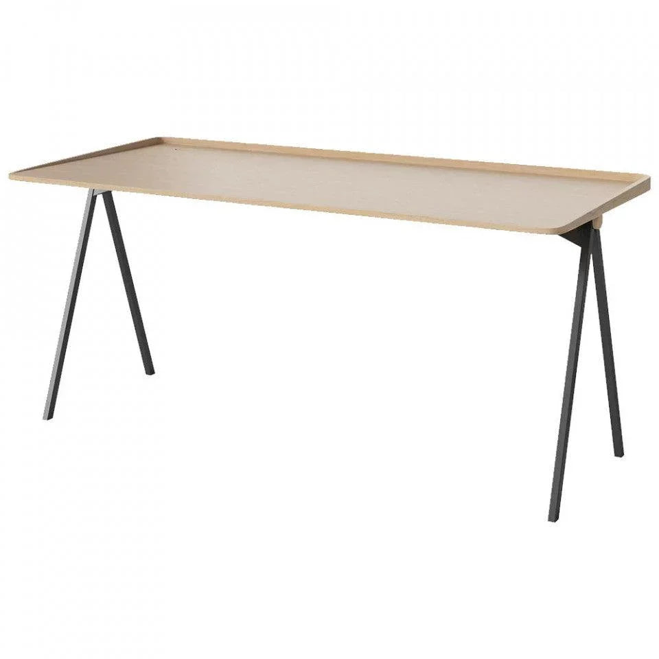 Birou maro deschis/negru din lemn de stejar si otel 73x159 cm Acentric Bolia - PARIS14A.RO